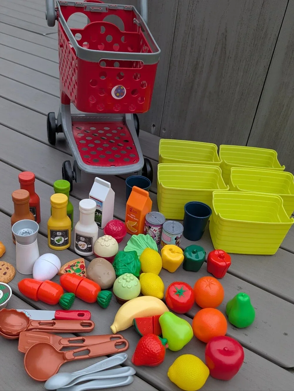 Target Red Mini Toy Shopping Cart With Play Food Groceries